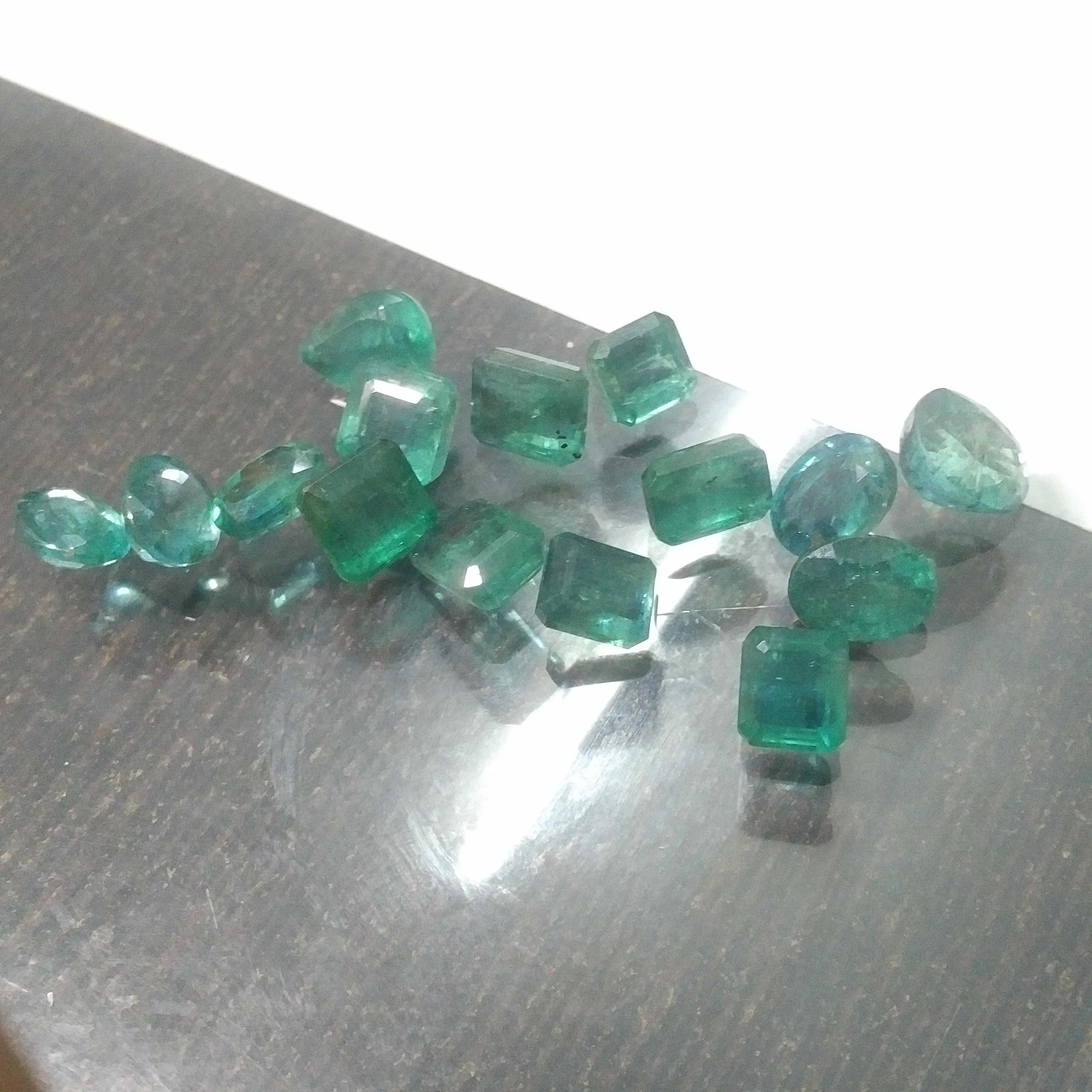 48.4ct 15pcs medium light green Zambian emerald parcel 