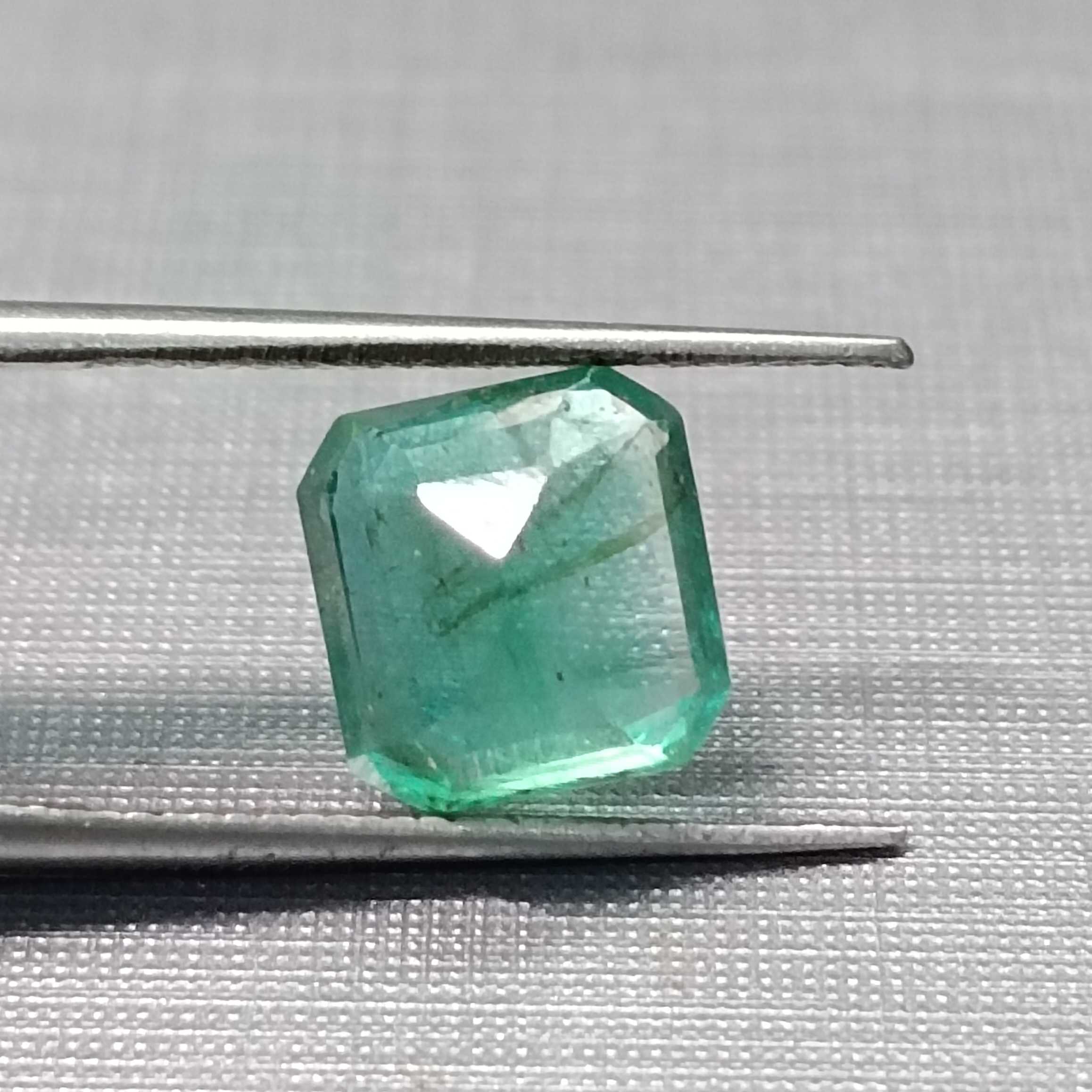2.62ct medium green octagon step cut emerald