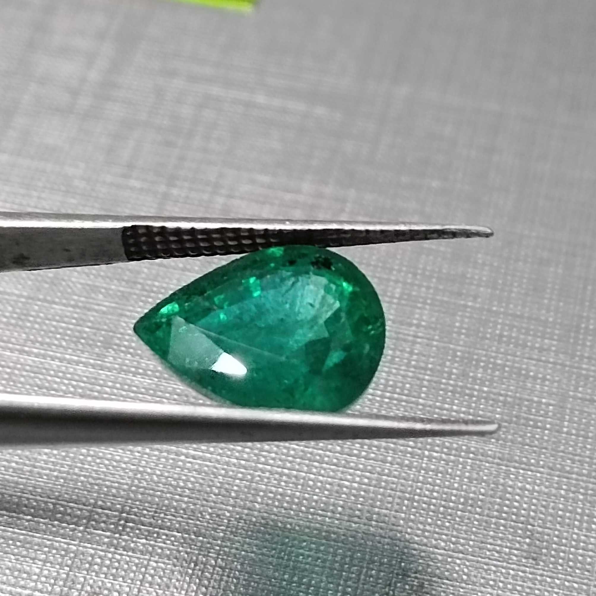  3.73ct Pear Shape Deep Velvet Green Color Emerald