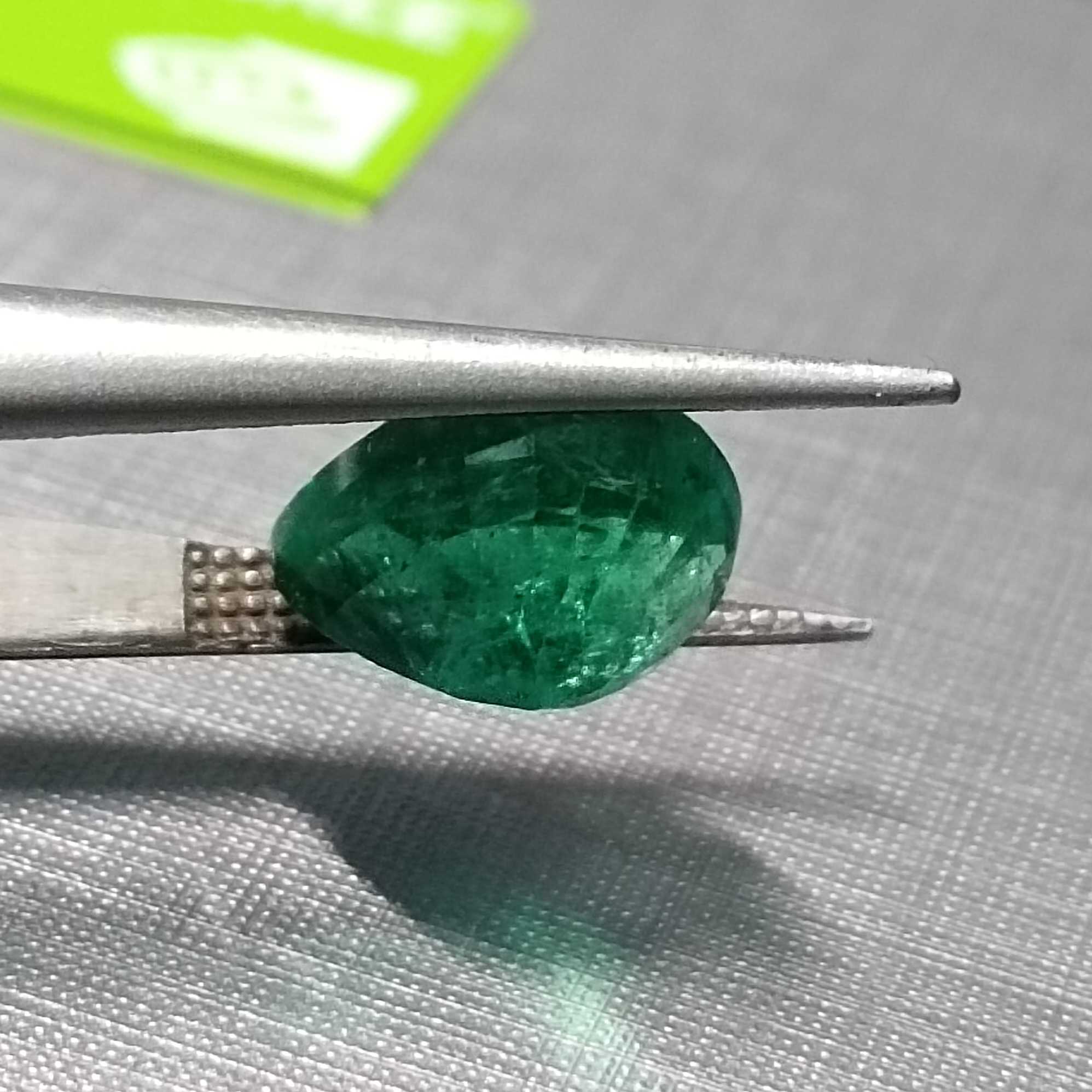  3.73ct Pear Shape Deep Velvet Green Color Emerald