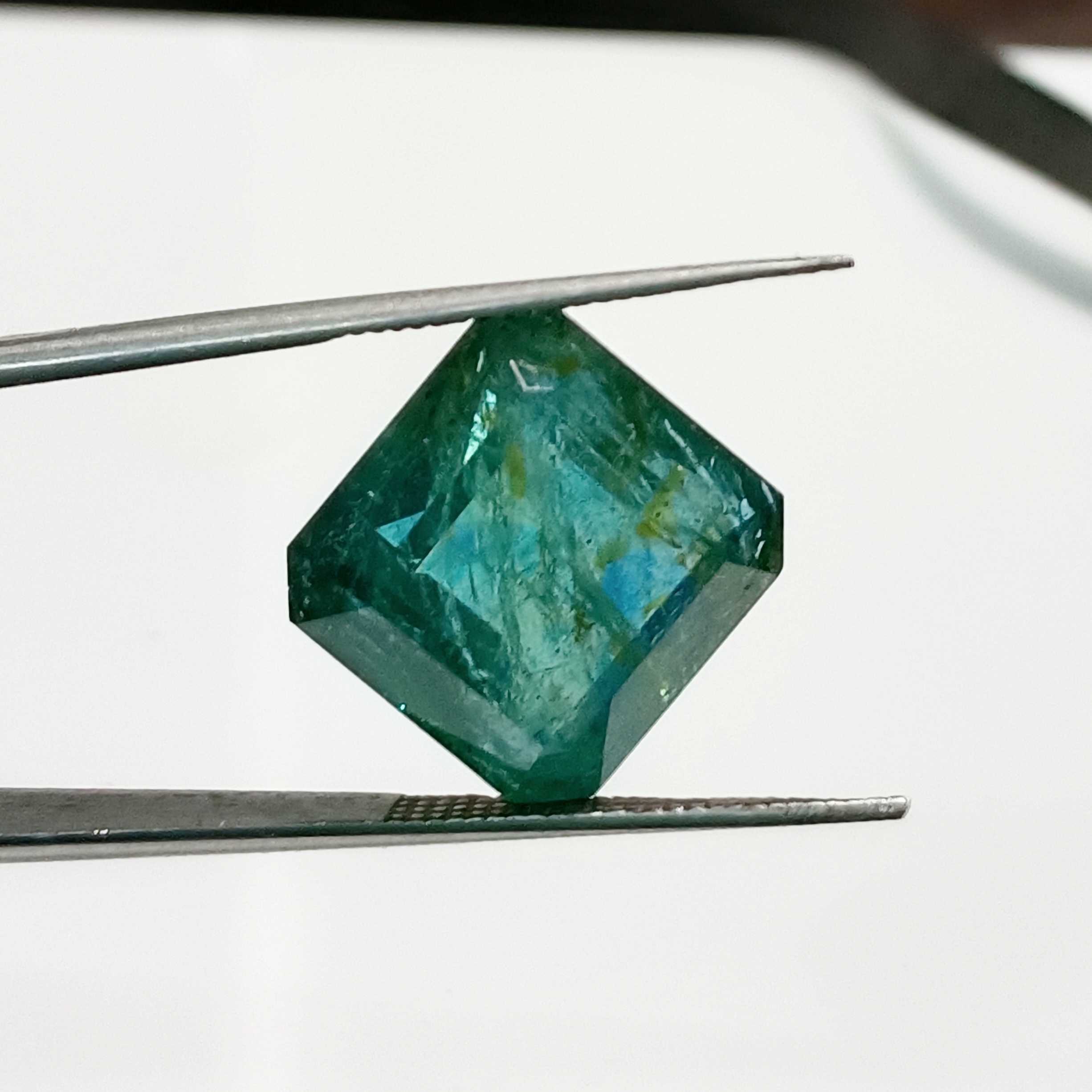 11.34ct bluish green crystalline octagon emerald IGI certified
