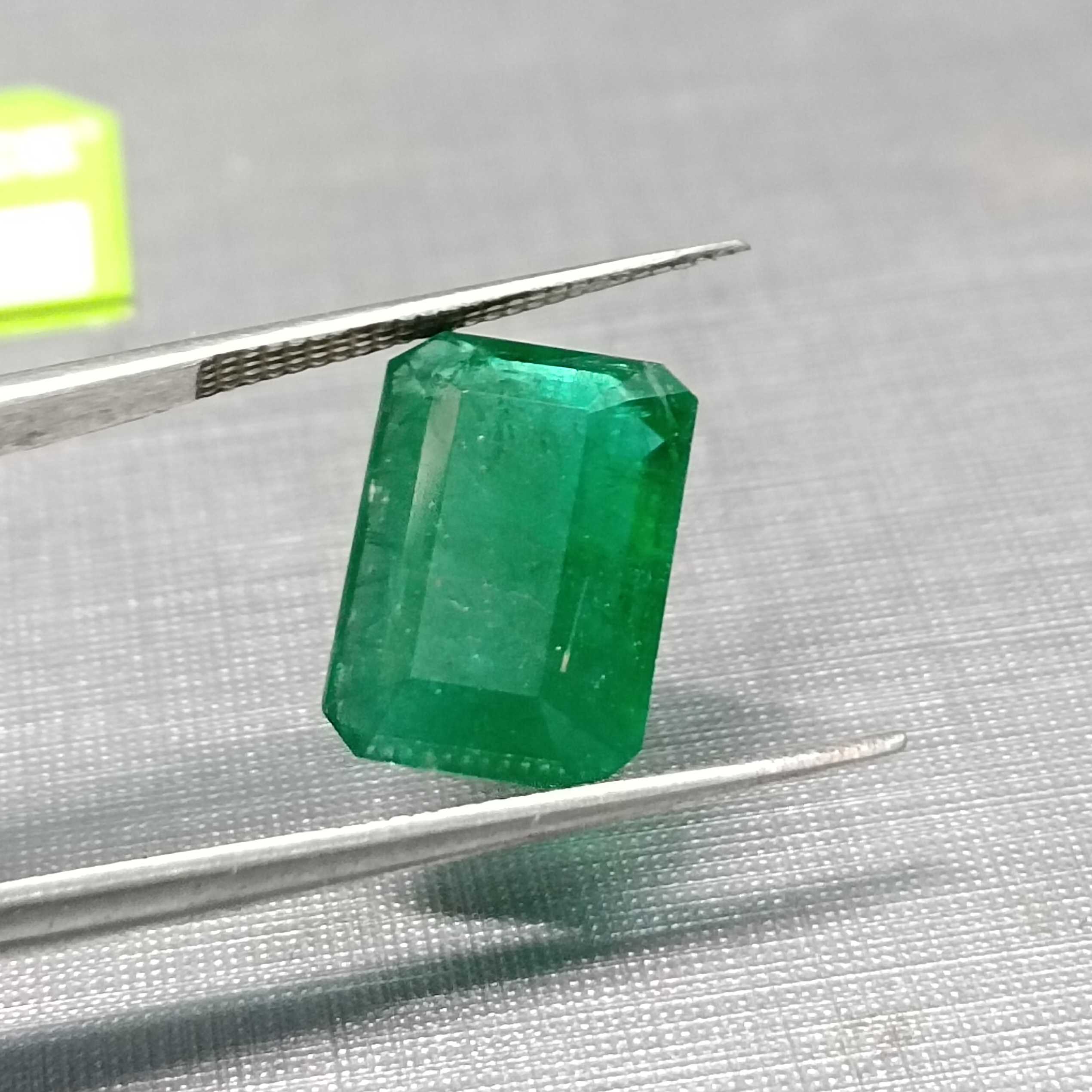 4.77ct Deep Velvet Green Octagon Cut Zambian Emerald