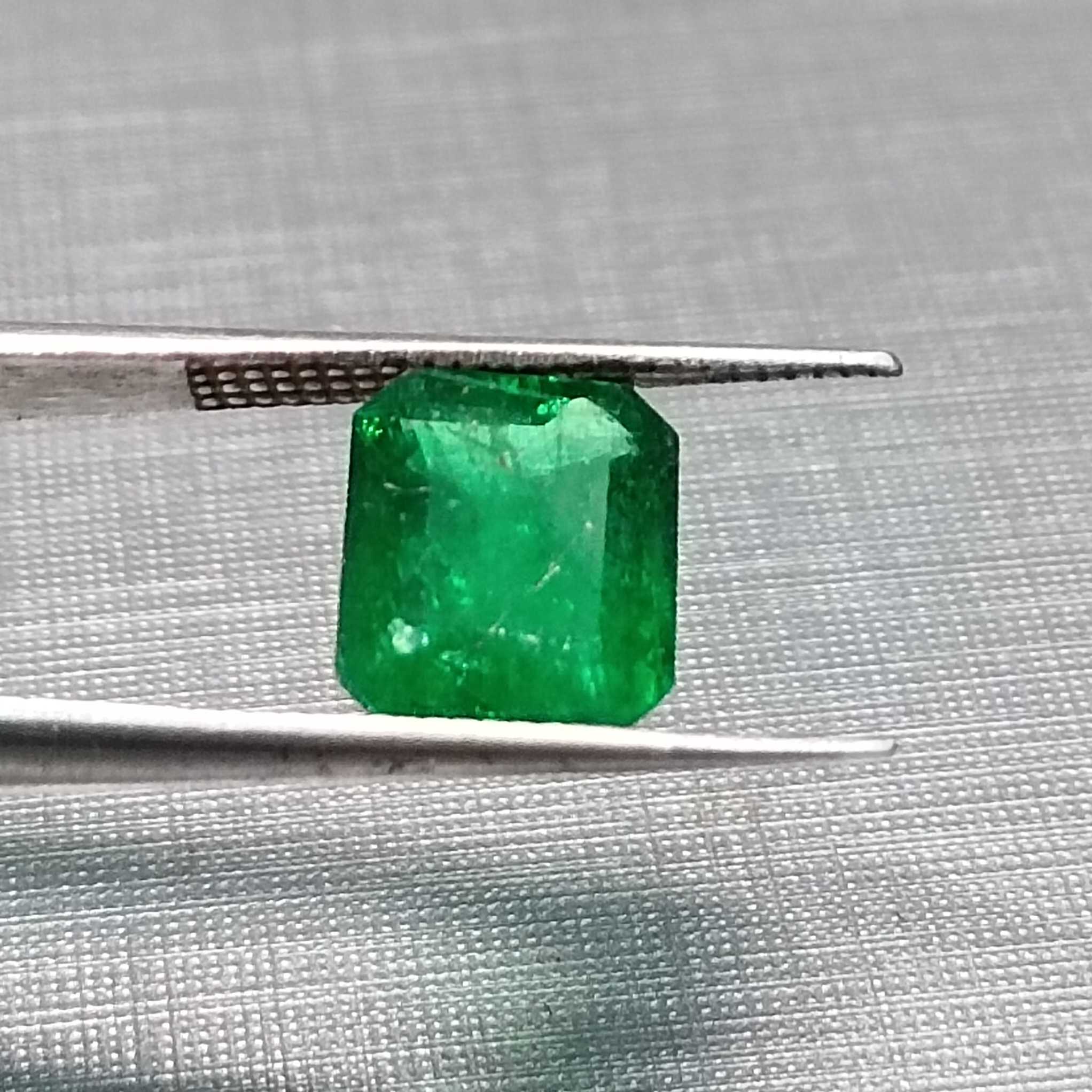 2.35ct octagon step cut neon green color emerald