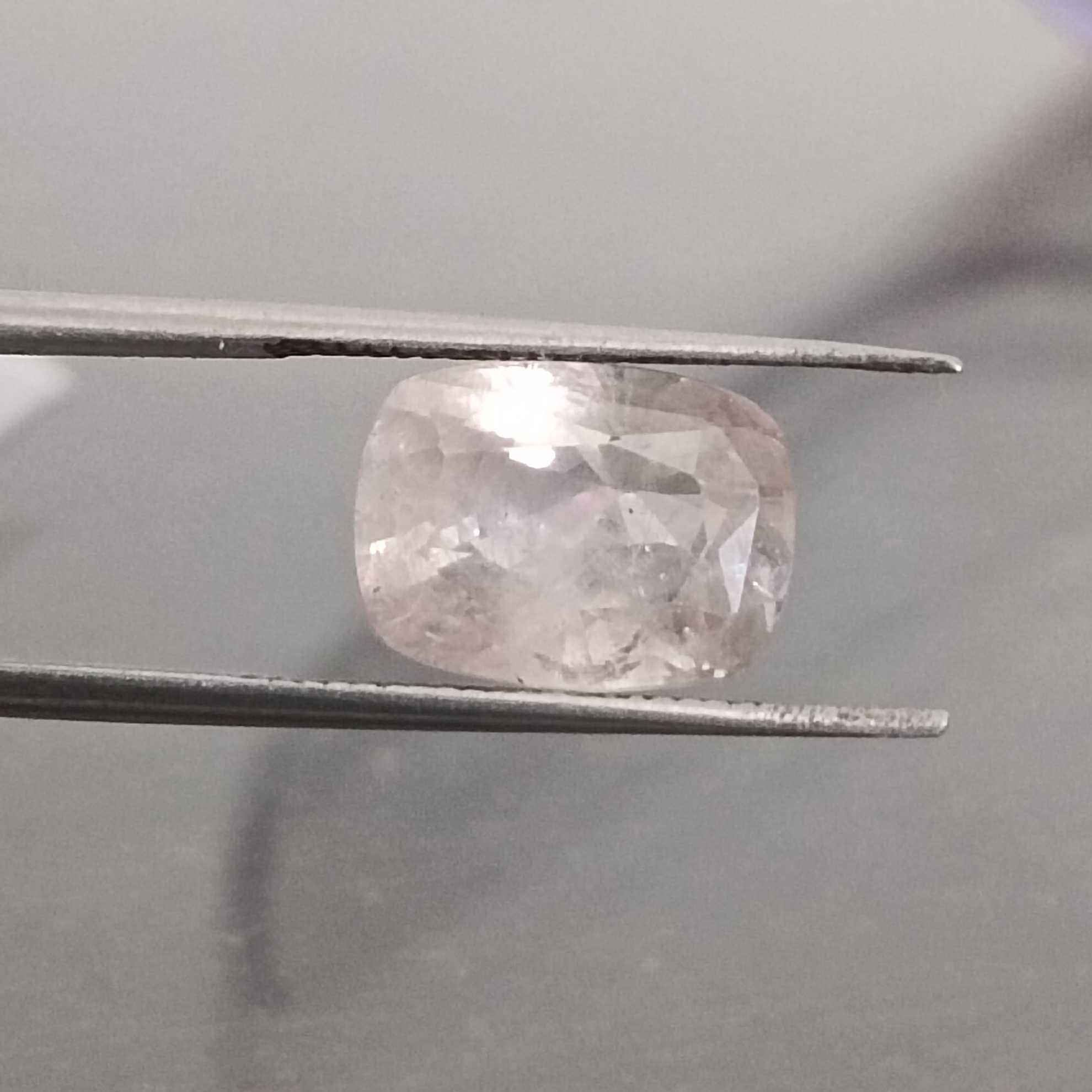 4.87ct light orangish pink unheated cushion shape sapphire certified 