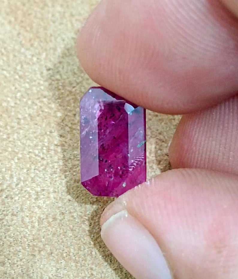 4.04ct GSI certified deep maroon red octagon cut ruby H
