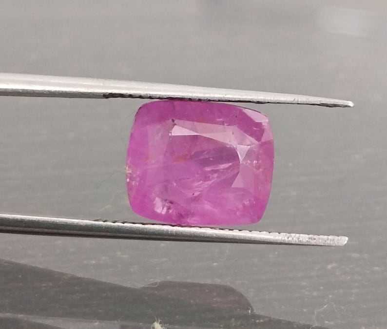 4.88ct IGI certified pinkish red cushion cut unheated ruby gemstone