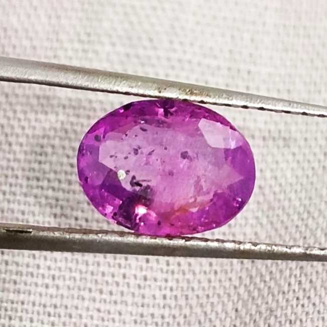 2.13ct GSI certified oval cut unheated deep purple red sapphire gem