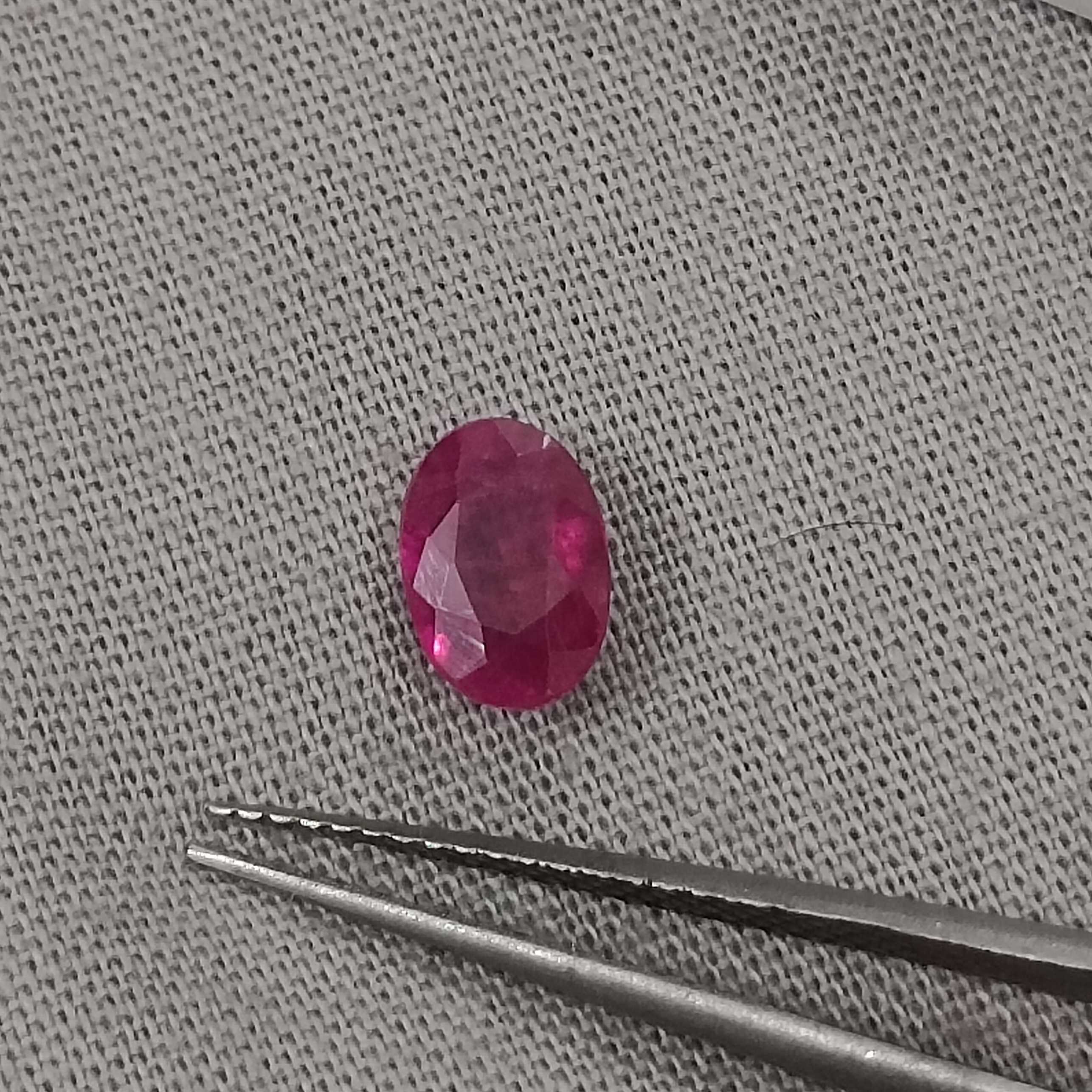 1.07cts GSI (USA) certified blood red colour oval cut unheated ruby gemstone 